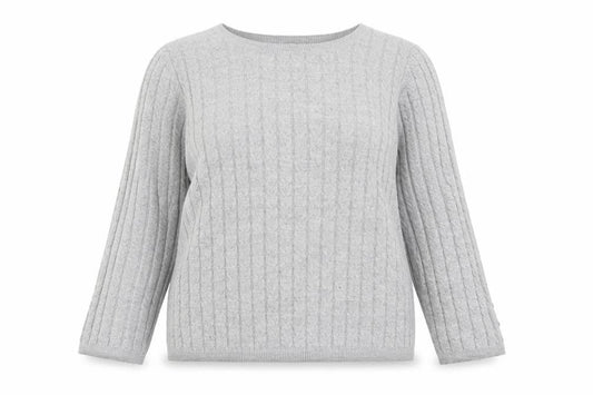 Tu Women’s Grey Cable-Knit Jumper Size 14 Long Sleeve Pullover