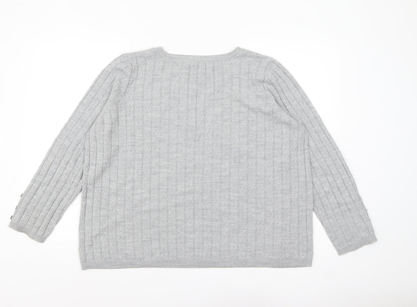Tu Women’s Grey Cable-Knit Jumper Size 14 Long Sleeve Pullover