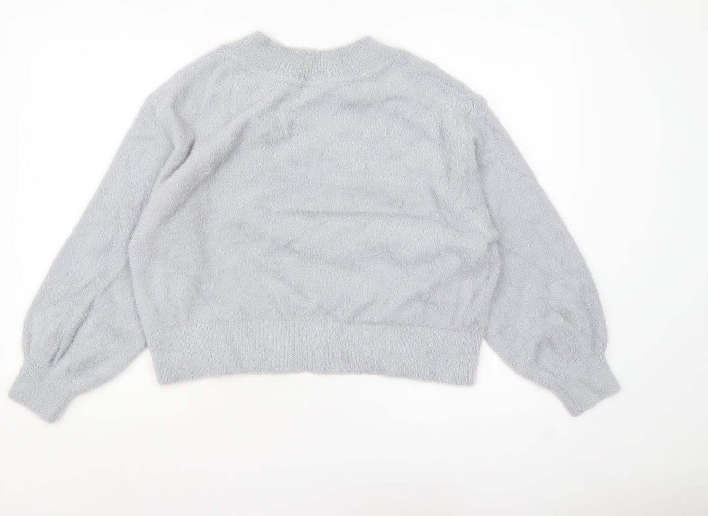 Marks and Spencer Womens Grey V-Neck Relaxed Fit Jumper L