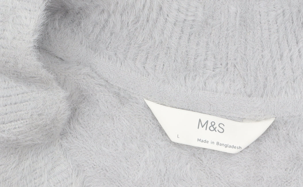 Marks and Spencer Womens Grey V-Neck Relaxed Fit Jumper L
