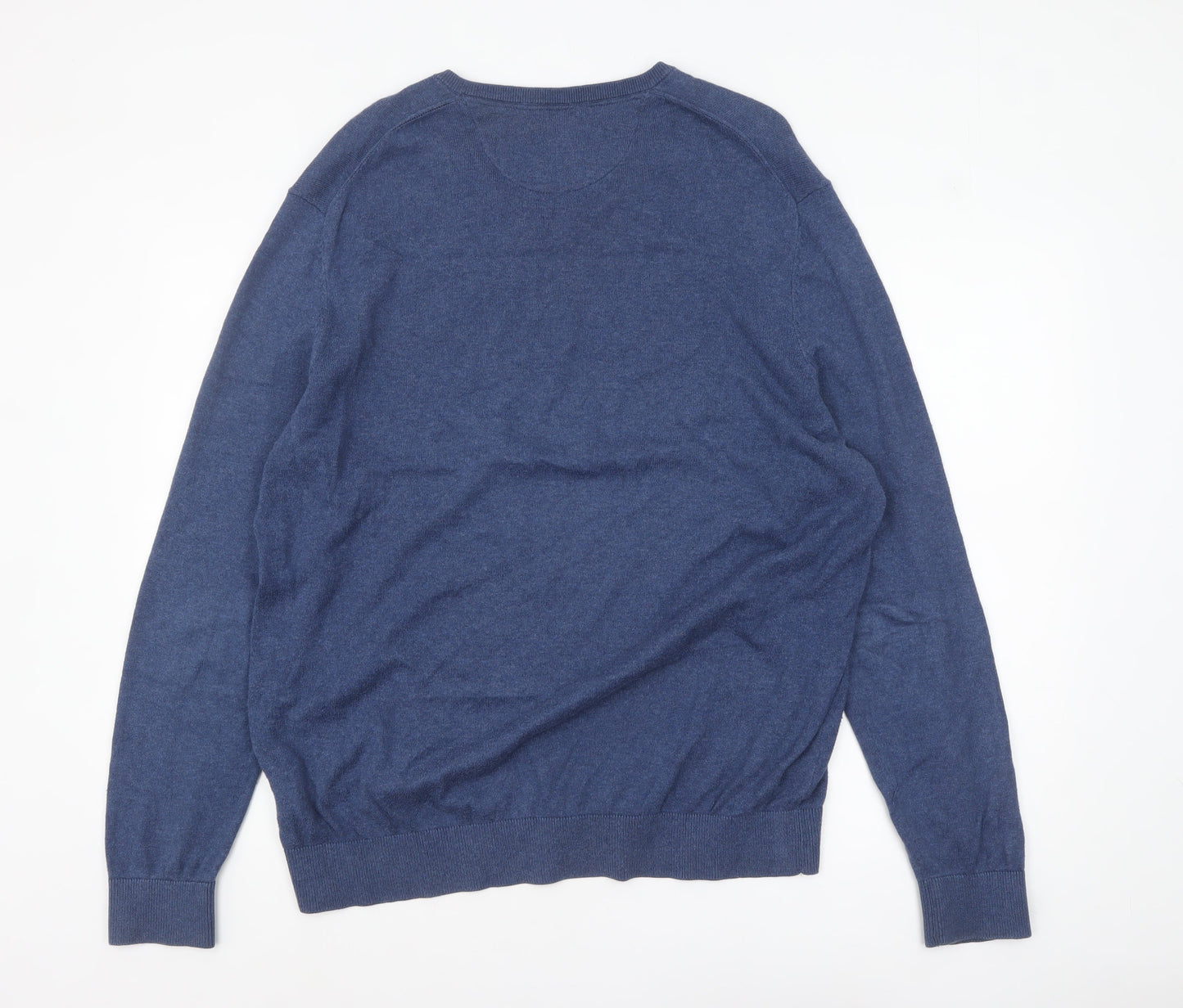 Bugatti Men's Blue Cotton Cashmere V-Neck Jumper 2XL