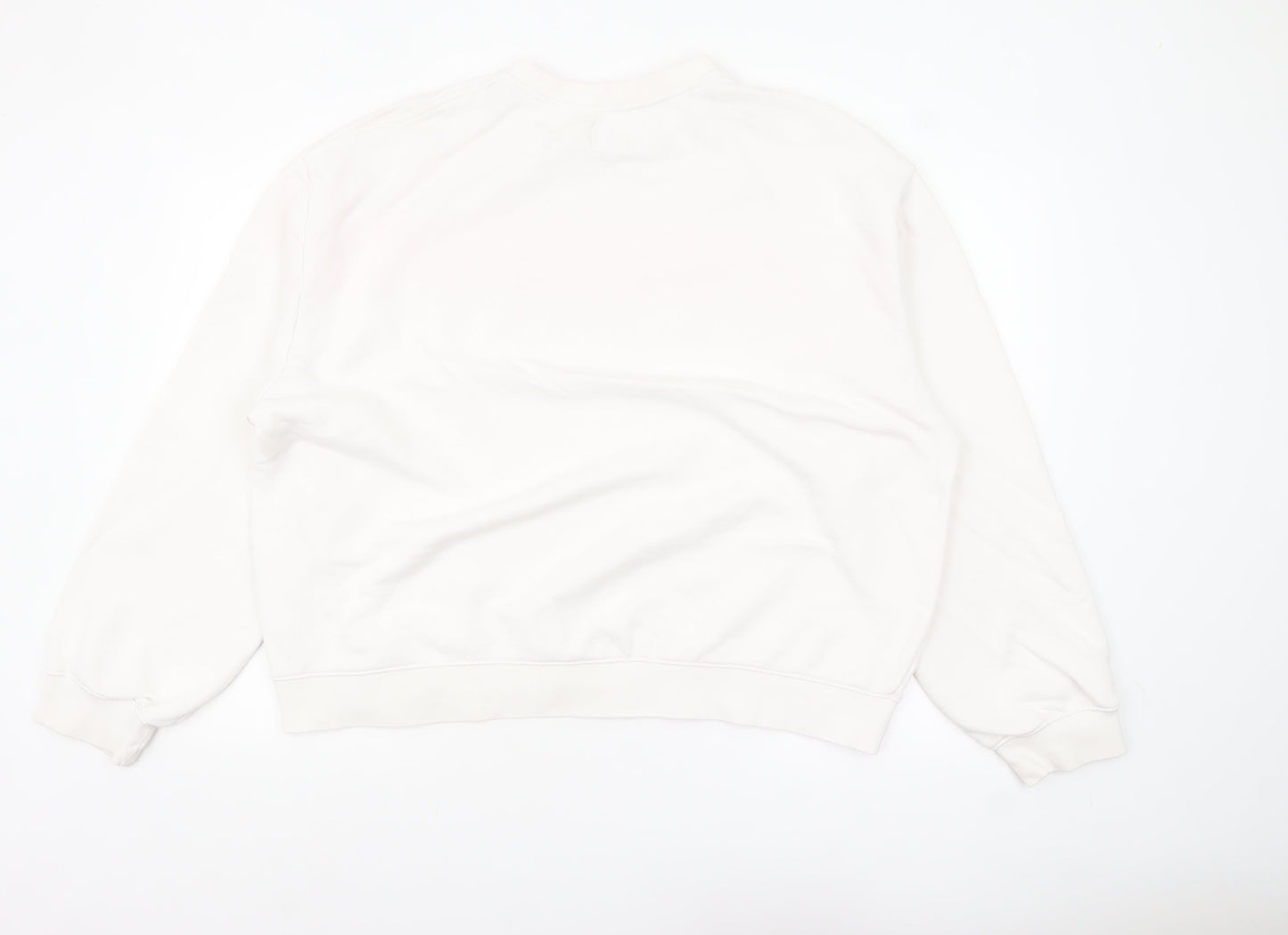 Replay Womens Beige Pink Logo Crew Neck Sweatshirt Size 3XL