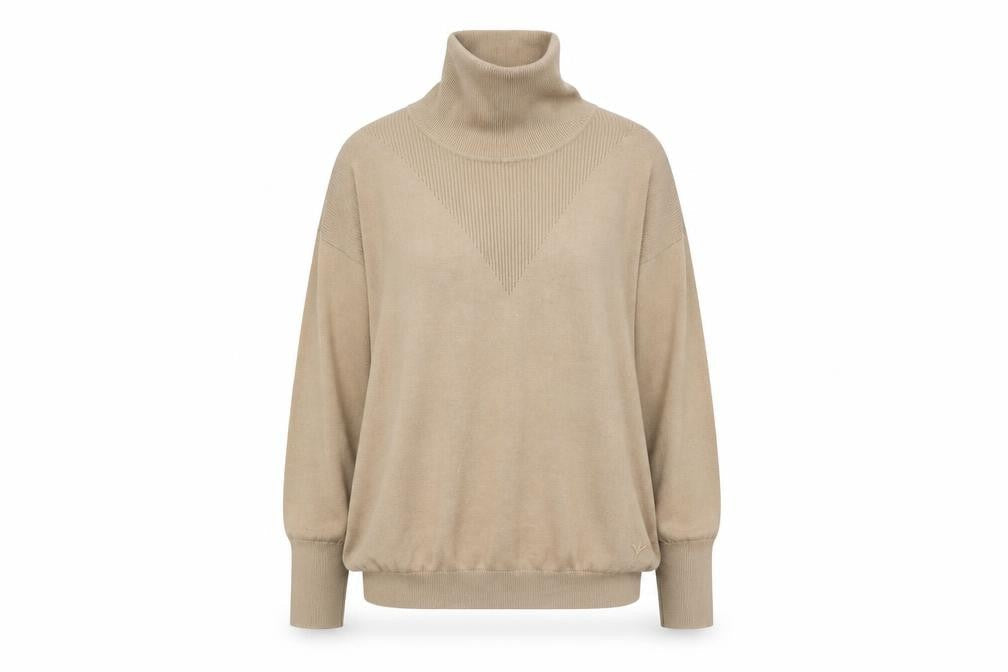 Adia Fashion Women’s Beige Roll Neck Knit Jumper Size M