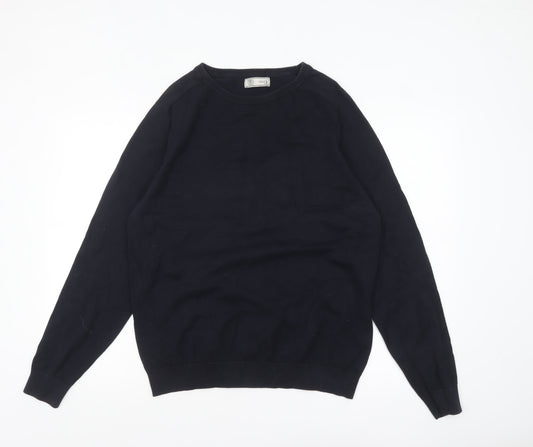 Next Men’s Black Cotton Knit Pullover Jumper Size L
