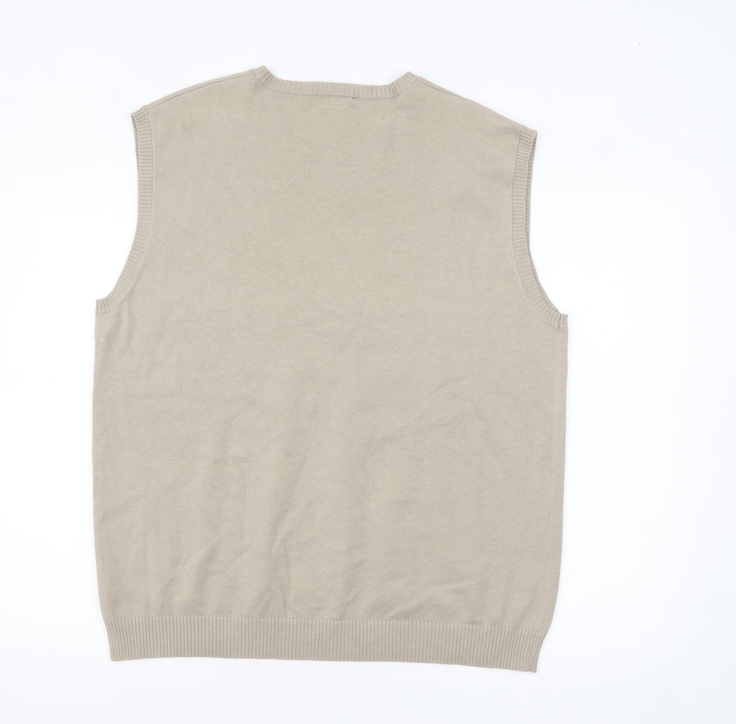 Next Men's Beige Cotton Nylon V-Neck Sleeveless Jumper Vest XL