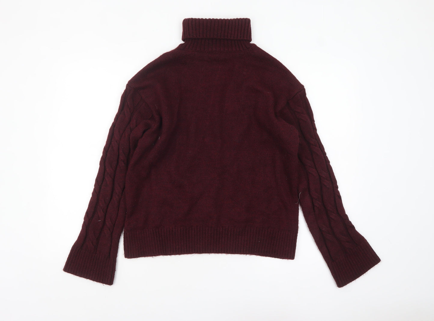 Marks and Spencer Women Red Roll Neck Cable Knit Jumper M