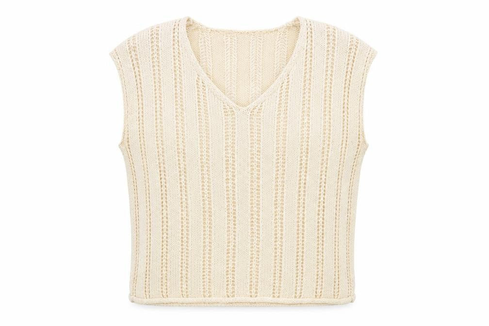 ASOS Design Women Beige Knitted V-Neck Sleeveless Top Size S
