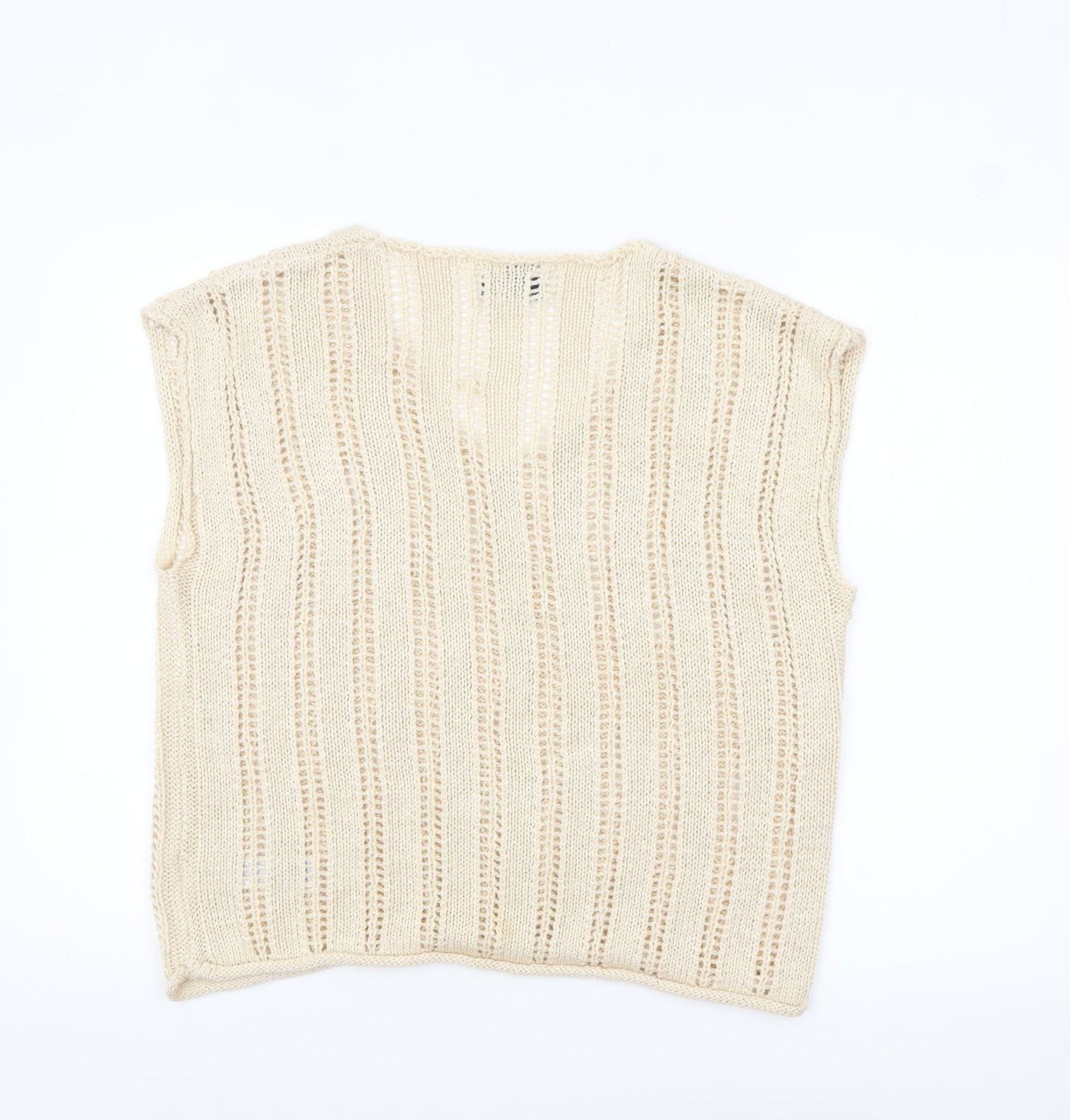 ASOS Design Women Beige Knitted V-Neck Sleeveless Top Size S