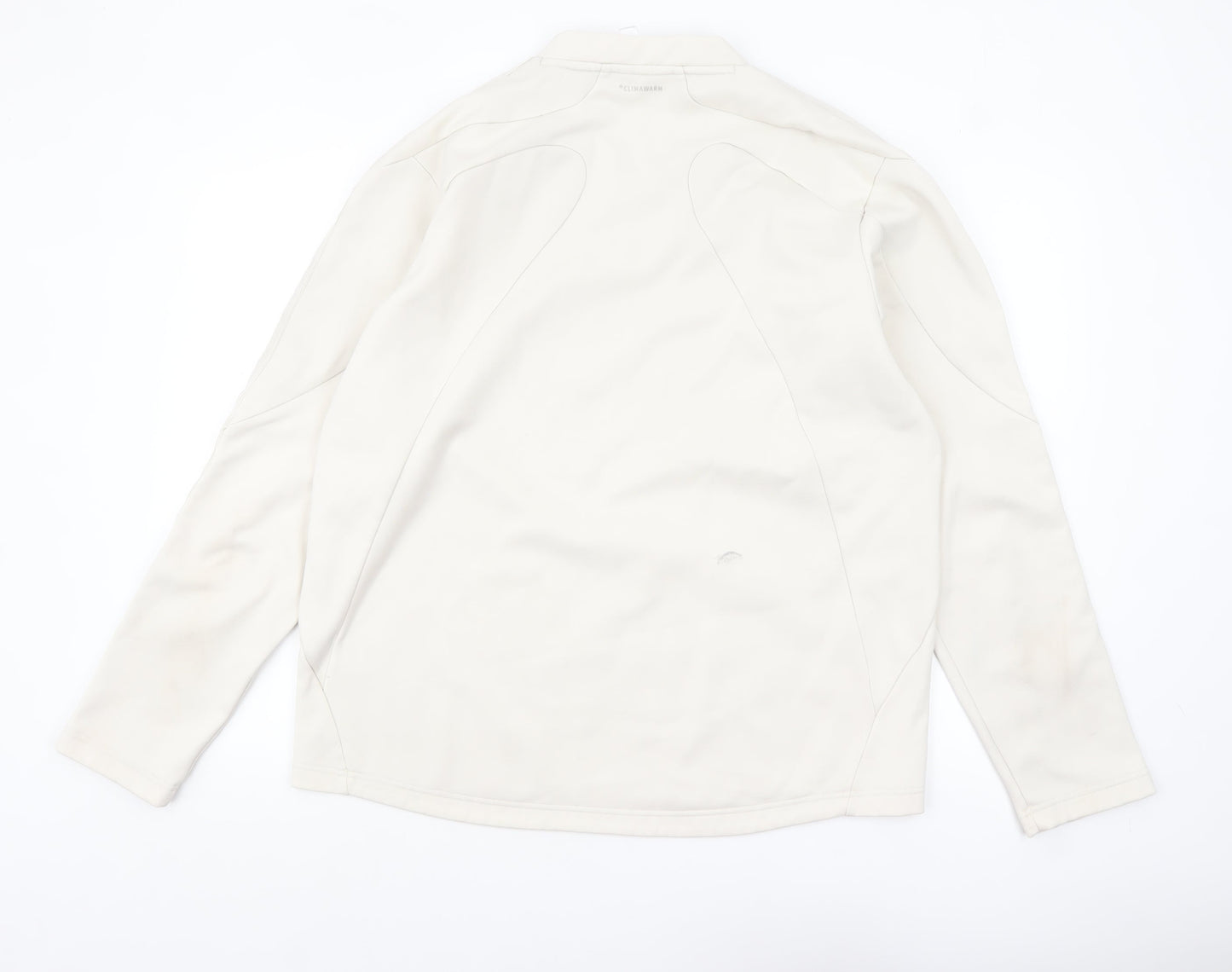 Adidas Men's Beige V-Neck Sweatshirt Size L Classic Pullover