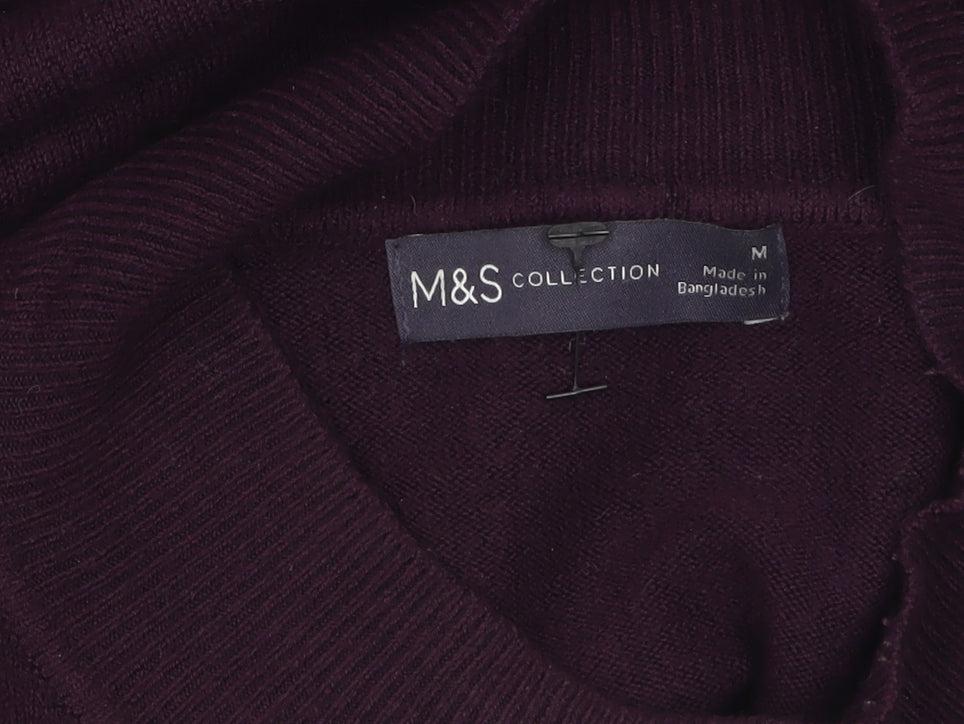 Marks and Spencer Women's Purple Mock Neck Long Sleeve Jumper Size M
