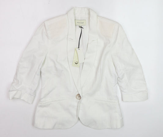 River Island Womens White 3/4 Sleeve Blazer Jacket Size 8