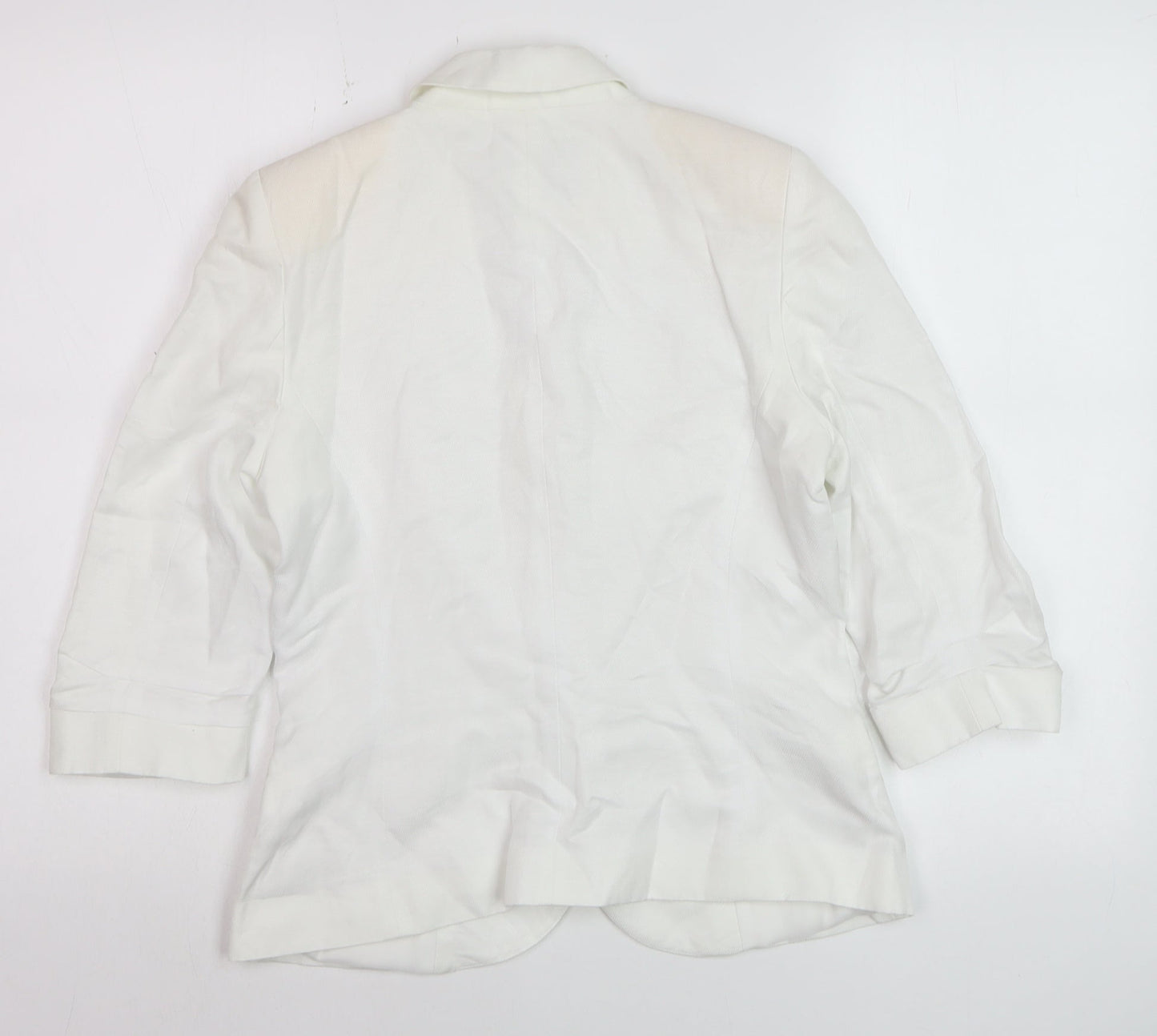 River Island Womens White 3/4 Sleeve Blazer Jacket Size 8