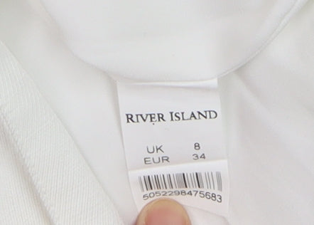 River Island Womens White 3/4 Sleeve Blazer Jacket Size 8