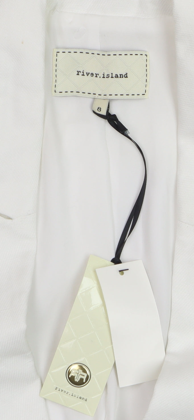 River Island Womens White 3/4 Sleeve Blazer Jacket Size 8