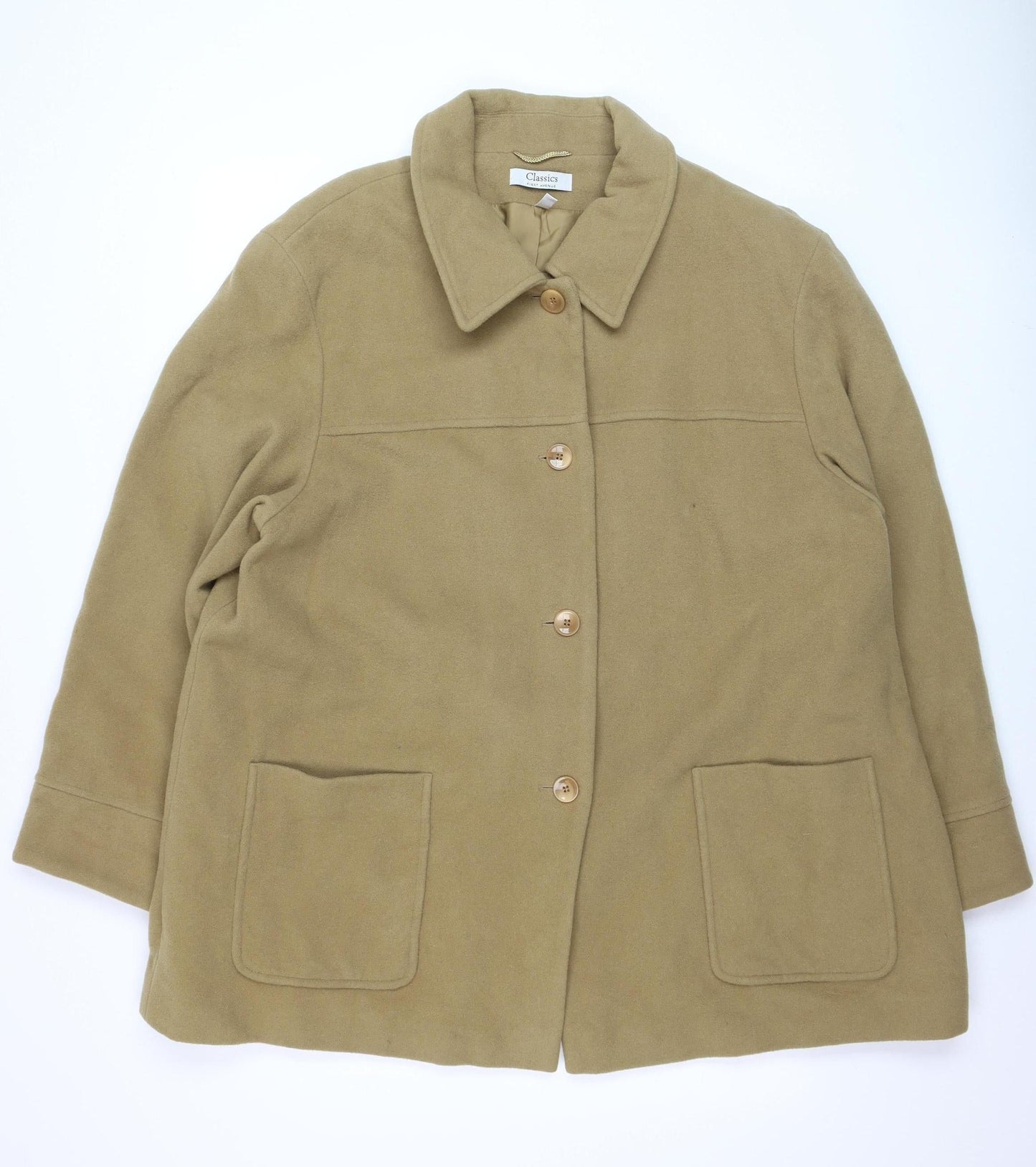Classics First Avenue Women's Beige Wool Blend Mid-Length Coat Size 22