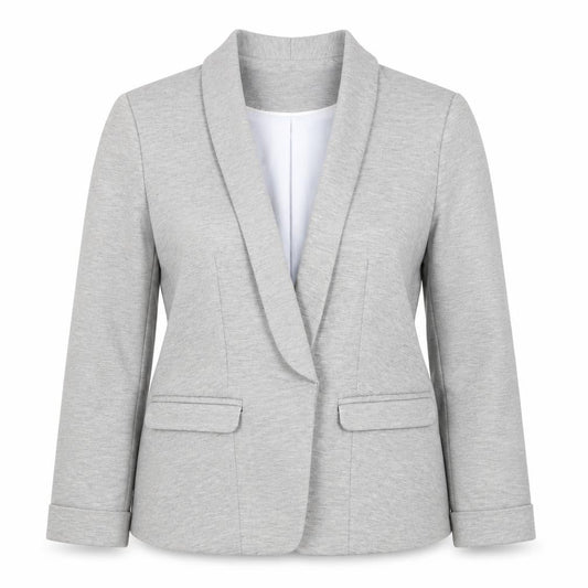 Front view of Miss Selfridge Women’s Grey Blazer UK 12 Regular Fit Jersey Style