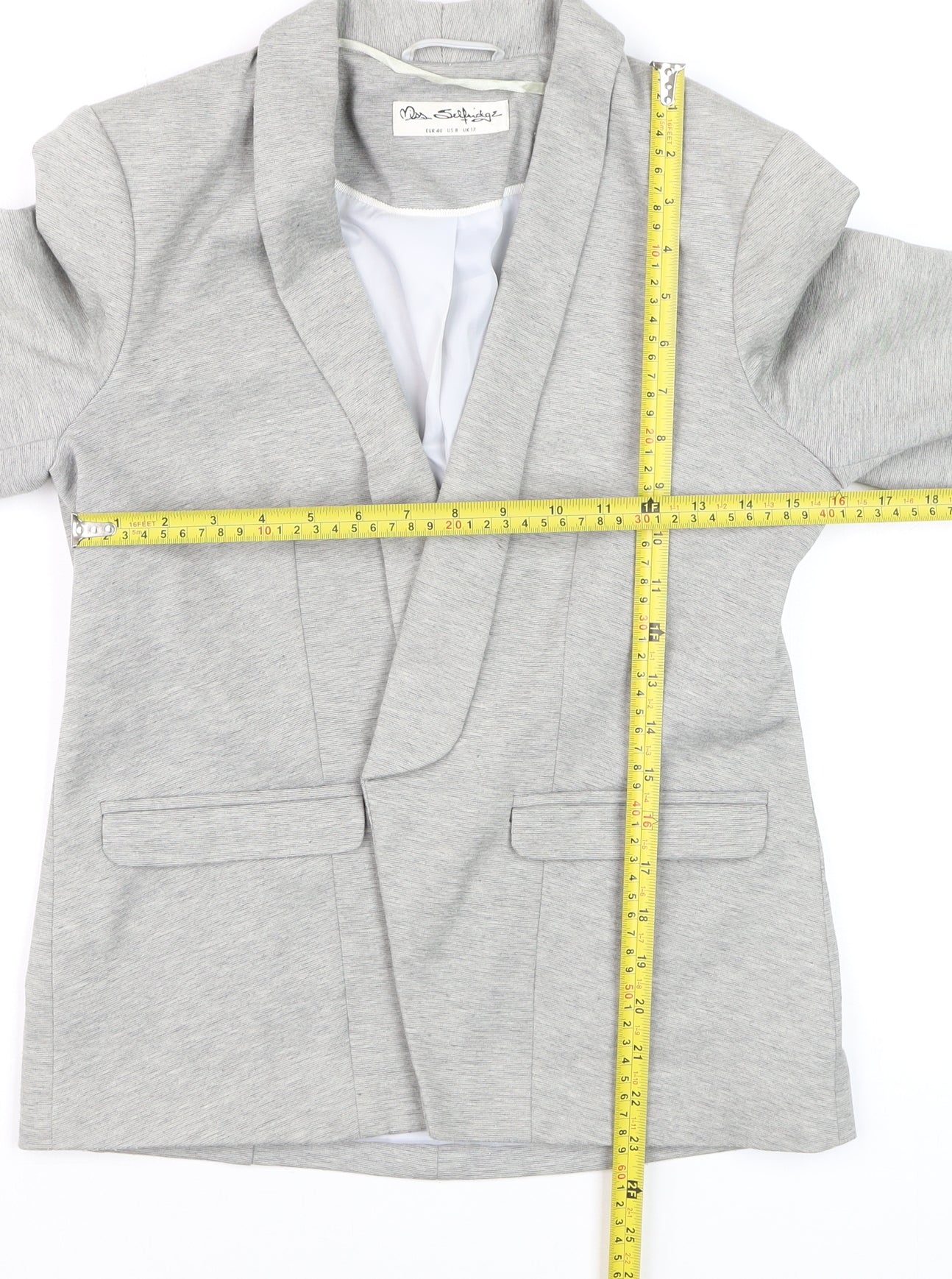 Miss Selfridge Women’s Grey Blazer UK 12 Regular Fit Jersey Style