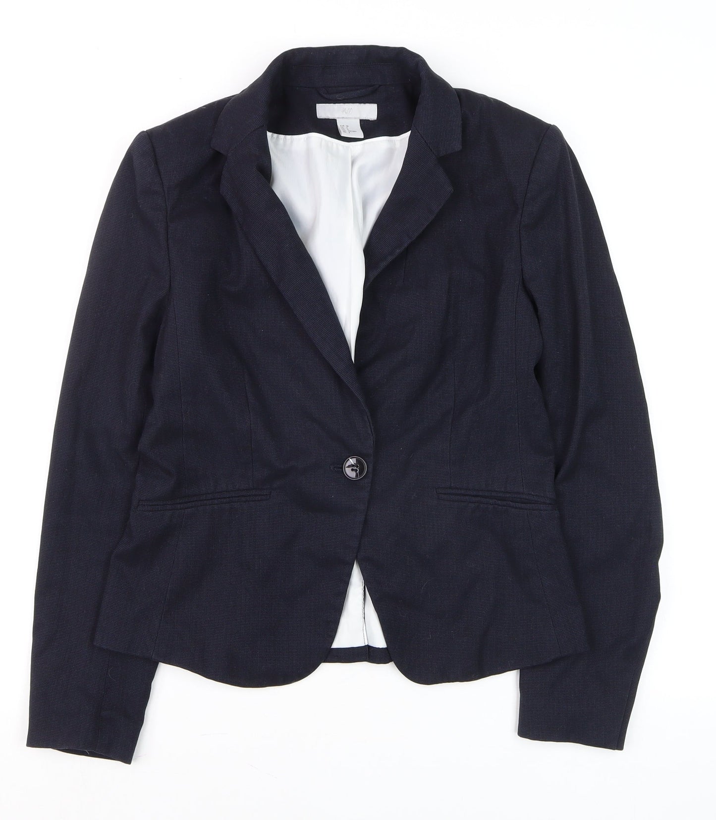 H&M Womens Blue Slim Fit Blazer Jacket Size 10 Formal Workwear