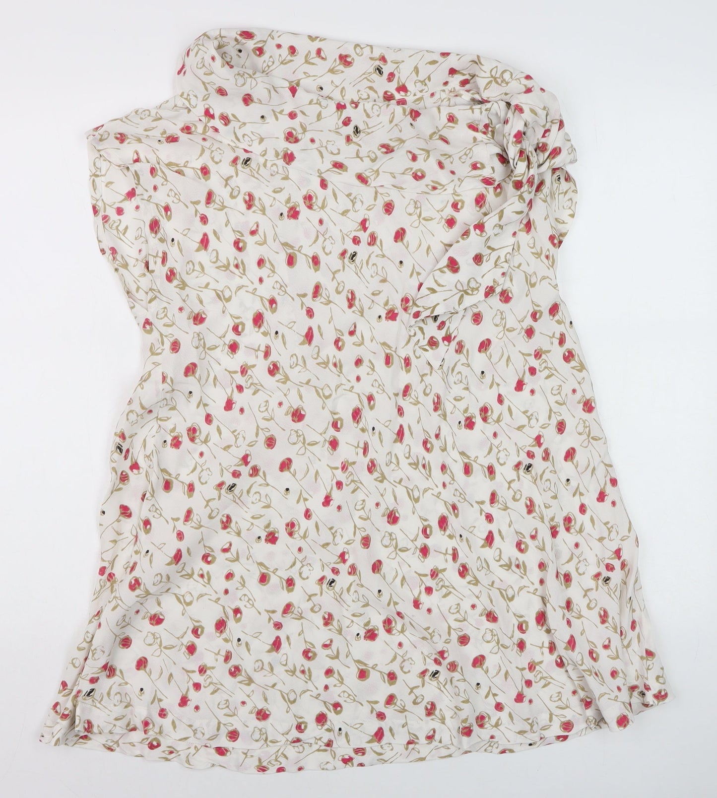 Masai Women’s Ivory Floral Sleeveless Tunic Blouse Size L Viscose