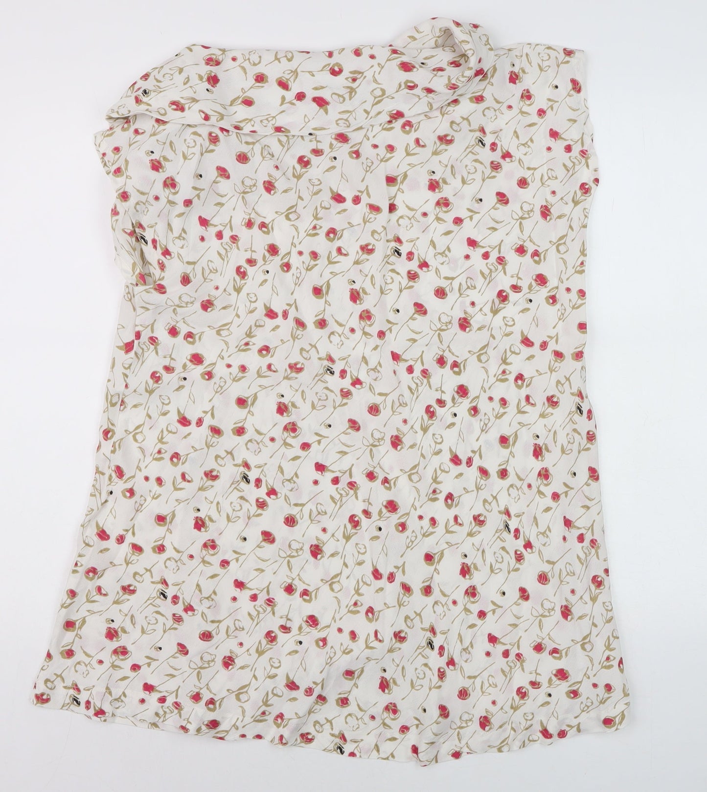 Masai Women’s Ivory Floral Sleeveless Tunic Blouse Size L Viscose