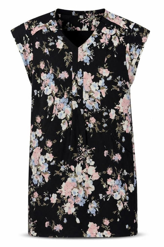 Uttam Boutique Women’s Black Floral Shift Dress Size 12 Short Sleeve