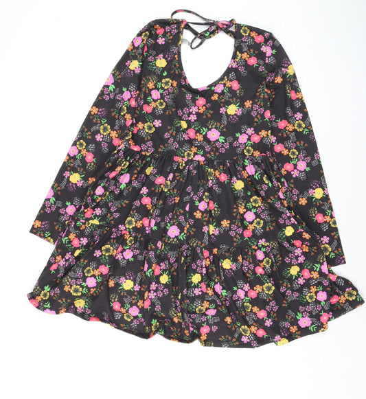 ASOS Women’s Multicoloured Floral Skater Dress Size 10 Long Sleeve