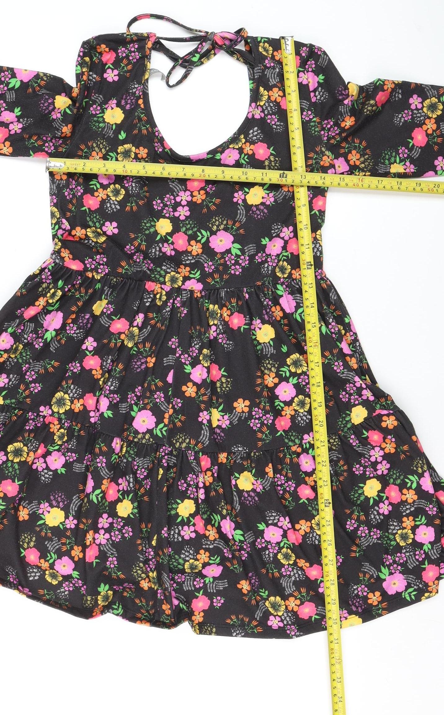 ASOS Women’s Multicoloured Floral Skater Dress Size 10 Long Sleeve