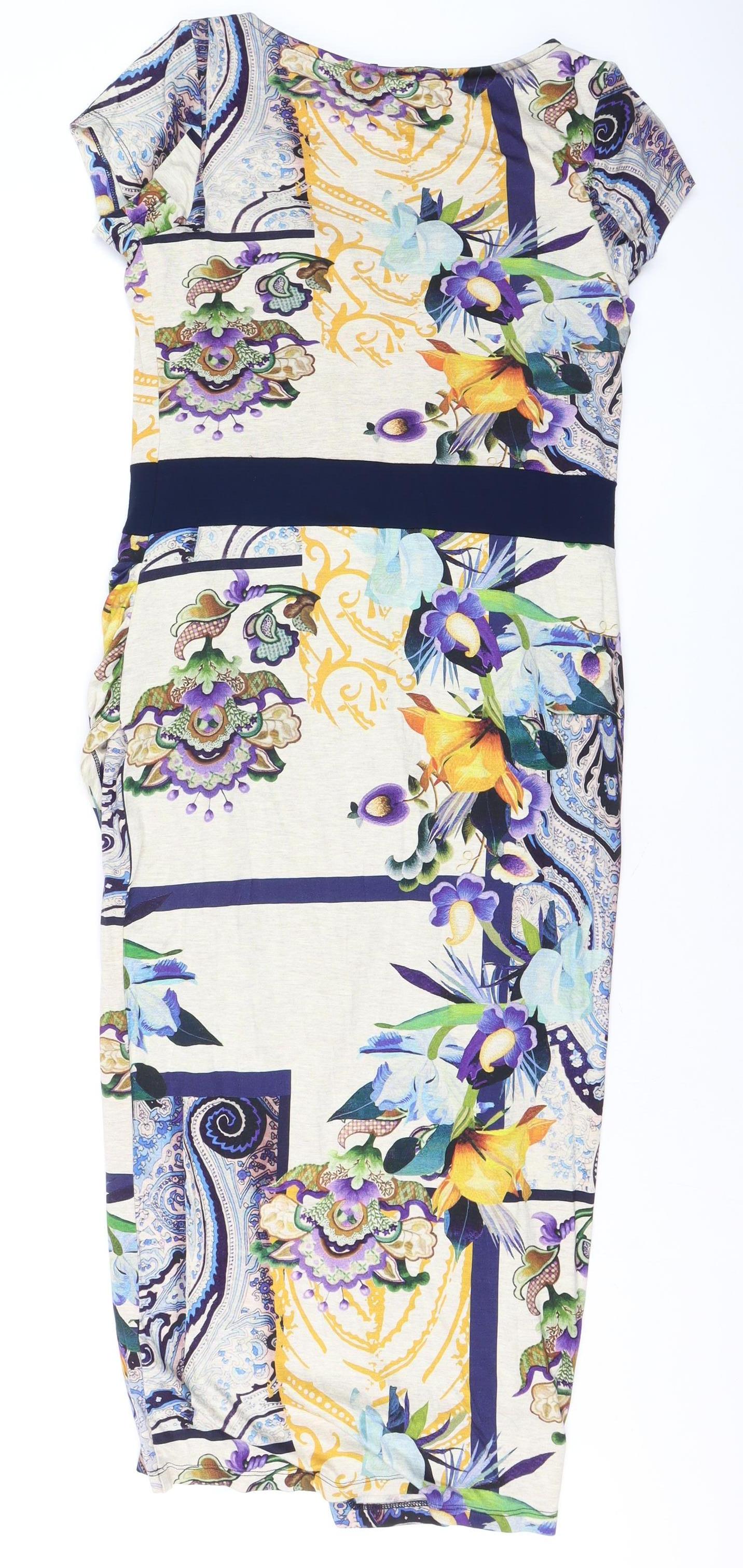 Ariana Womens Multicoloured Size 2 Bodycon Dress Short Sleeve Viscose