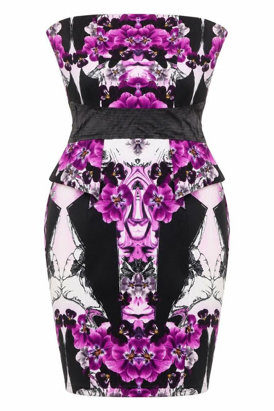 Lipsy Women’s Multicoloured Floral Strapless Bodycon Dress Size 18