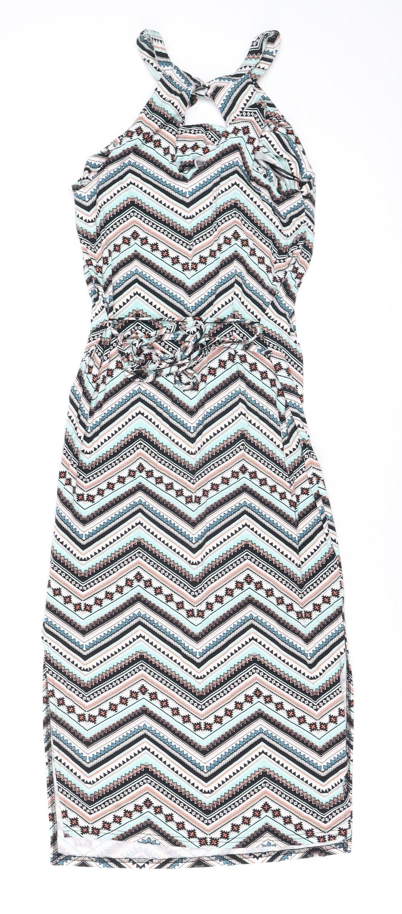 Oasis Women’s Multicoloured XS Halter Bodycon Aztec Dress