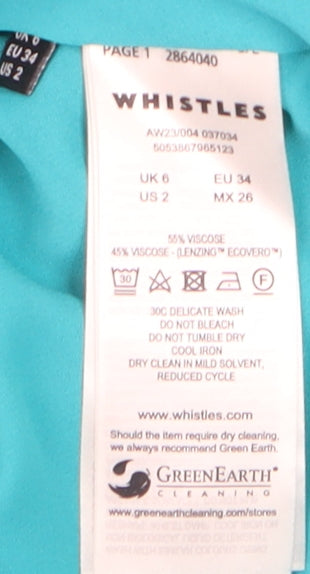 Whistles Women's Blue Floral A-Line Short Sleeve Knee Length Dress Size 6