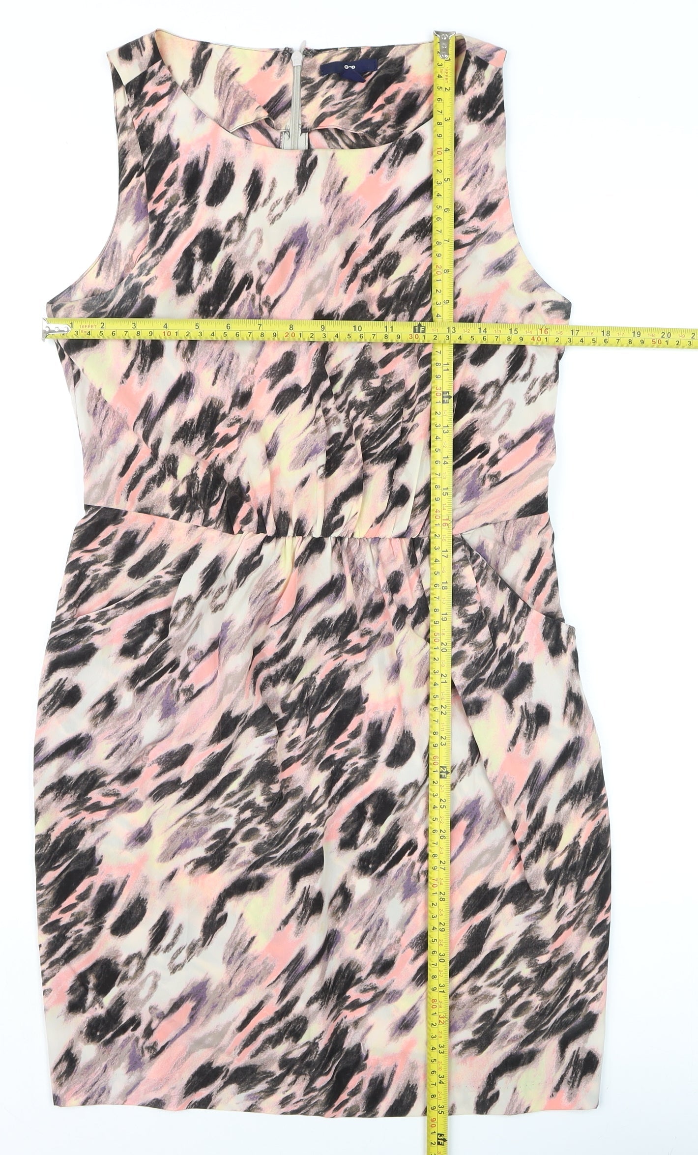 Gap Women Pink Animal Print Sleeveless Pencil Dress UK 10