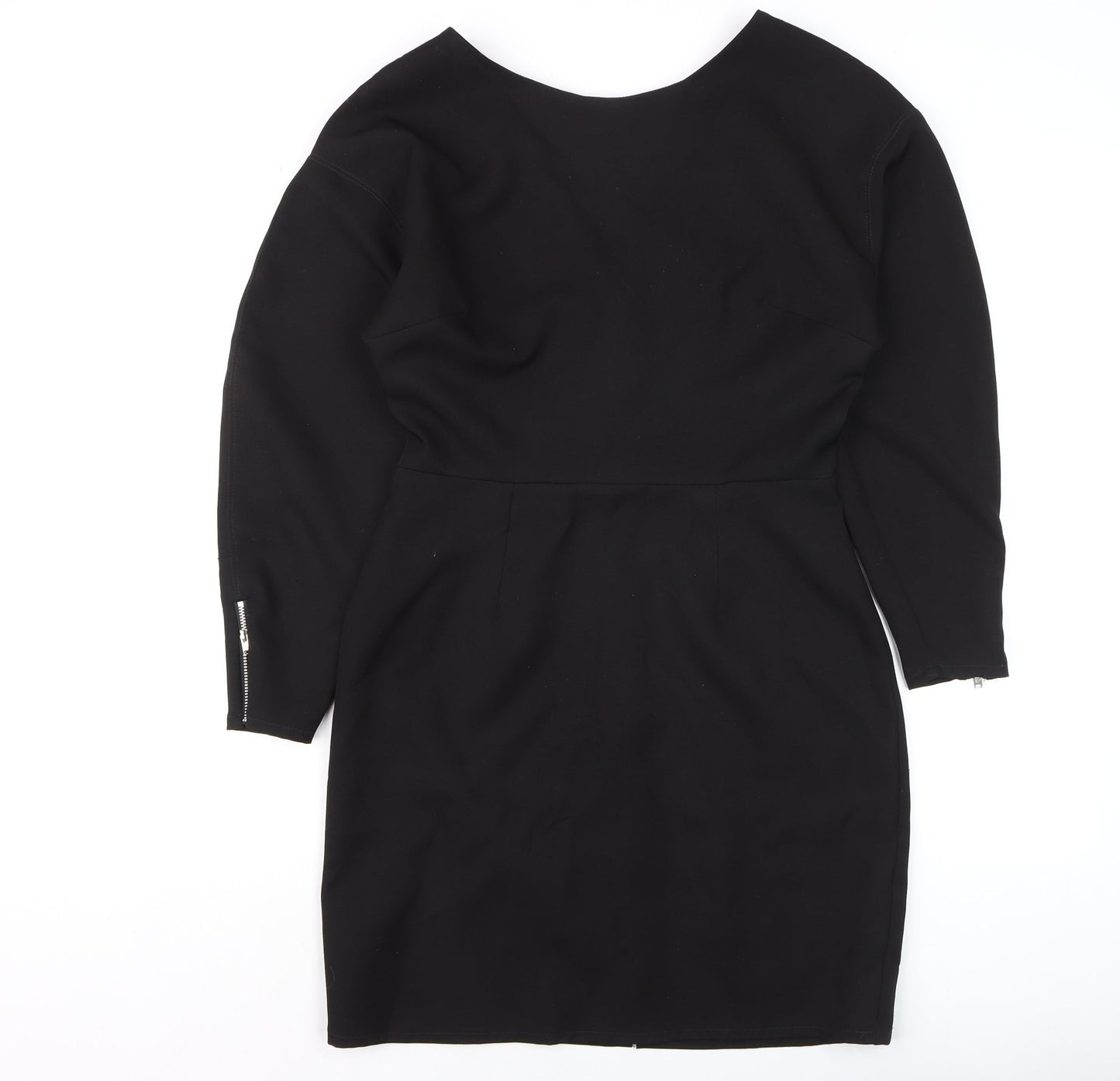 ASOS Women Black Size 10 Sheath Knee Length Long Sleeve Dress