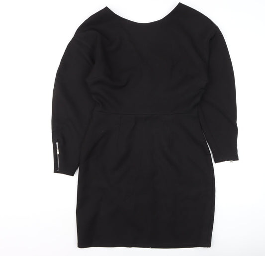 ASOS Women Black Size 10 Sheath Knee Length Long Sleeve Dress
