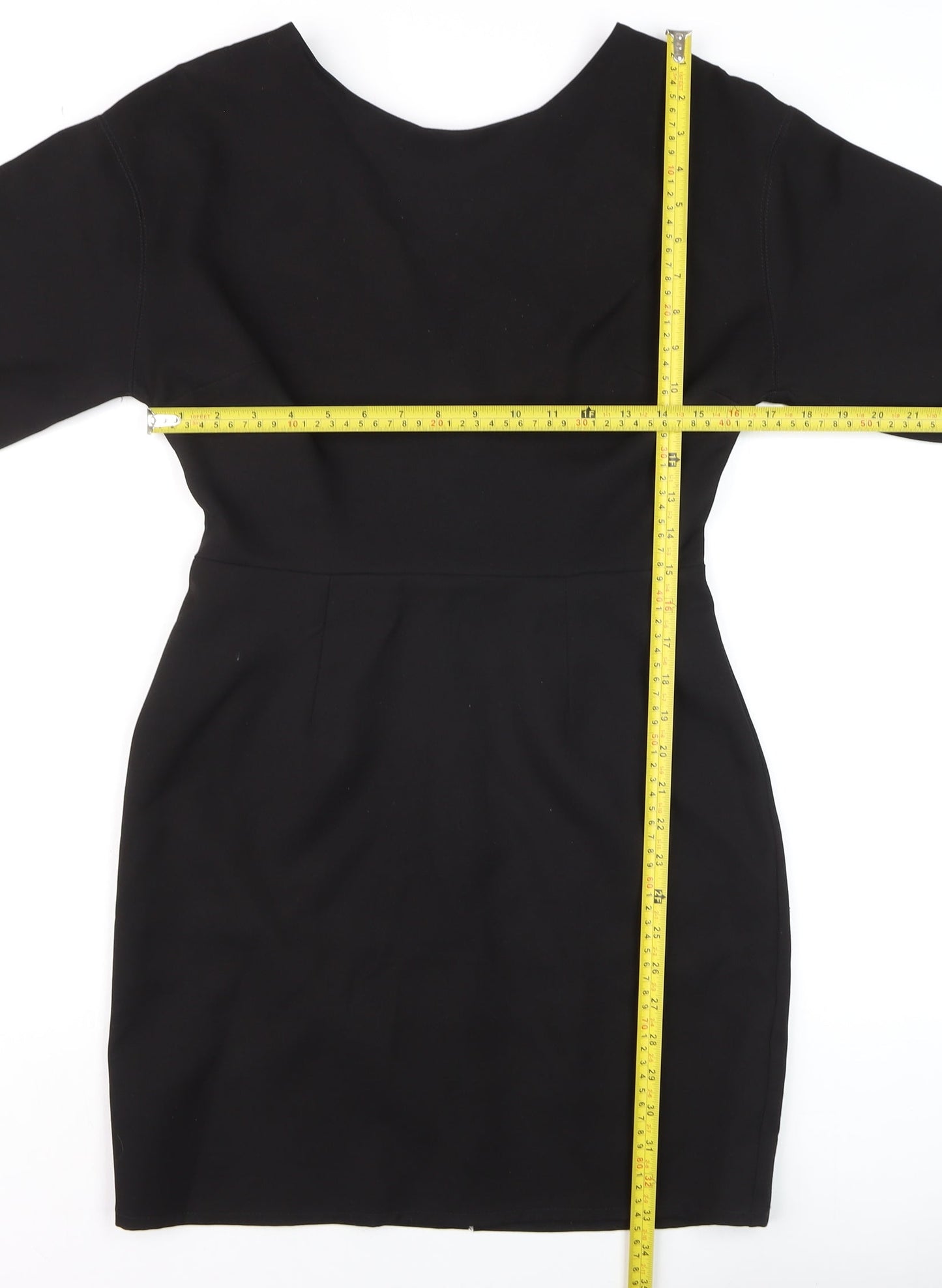 ASOS Women Black Size 10 Sheath Knee Length Long Sleeve Dress