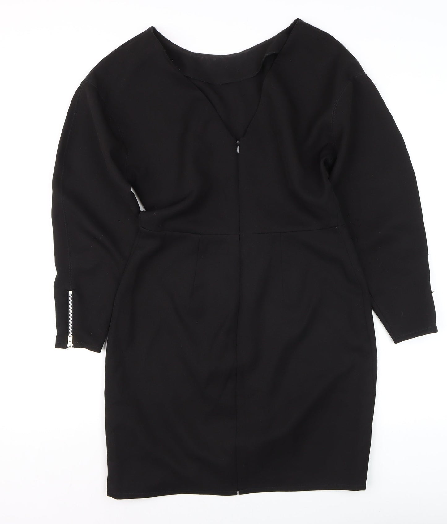 ASOS Women Black Size 10 Sheath Knee Length Long Sleeve Dress