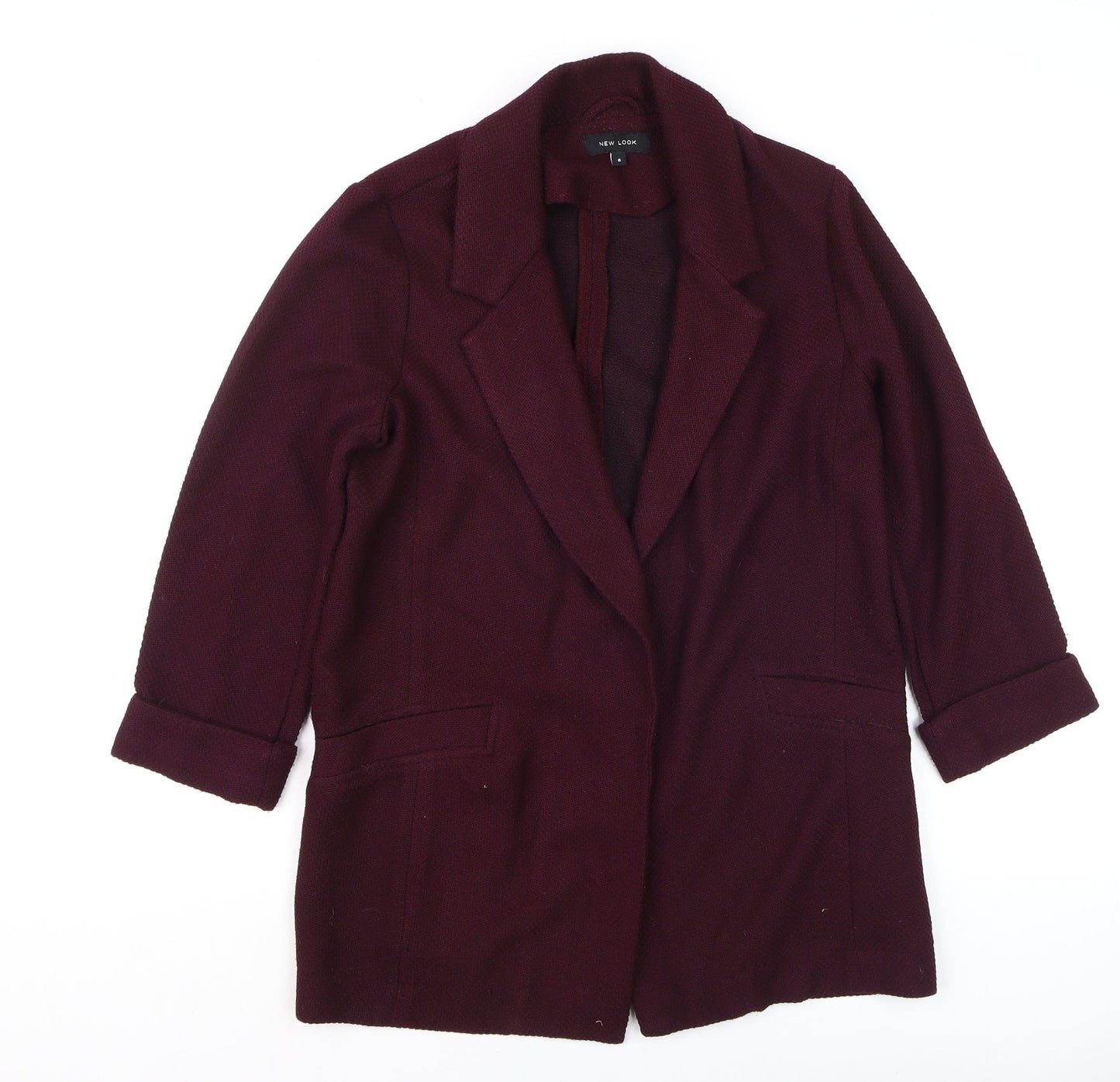 New Look Women's Purple Blazer Jacket Size 8 Mid Length 3/4 Sleeve