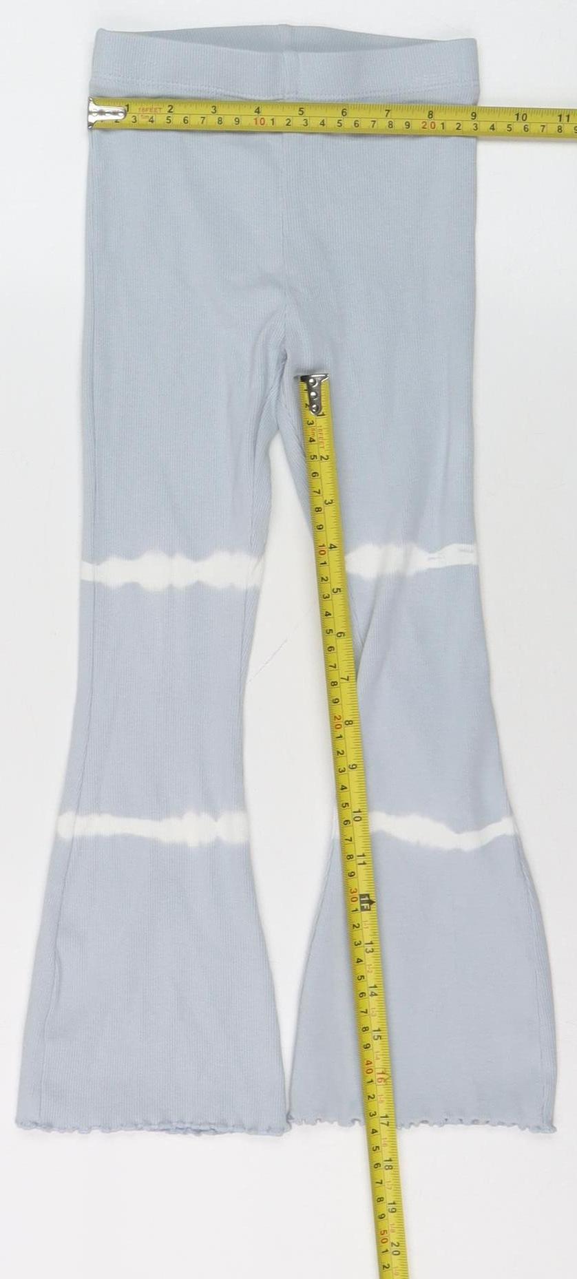 Marks and Spencer Girls Grey Tie Dye Ribbed Ankle Leggings 6 Years