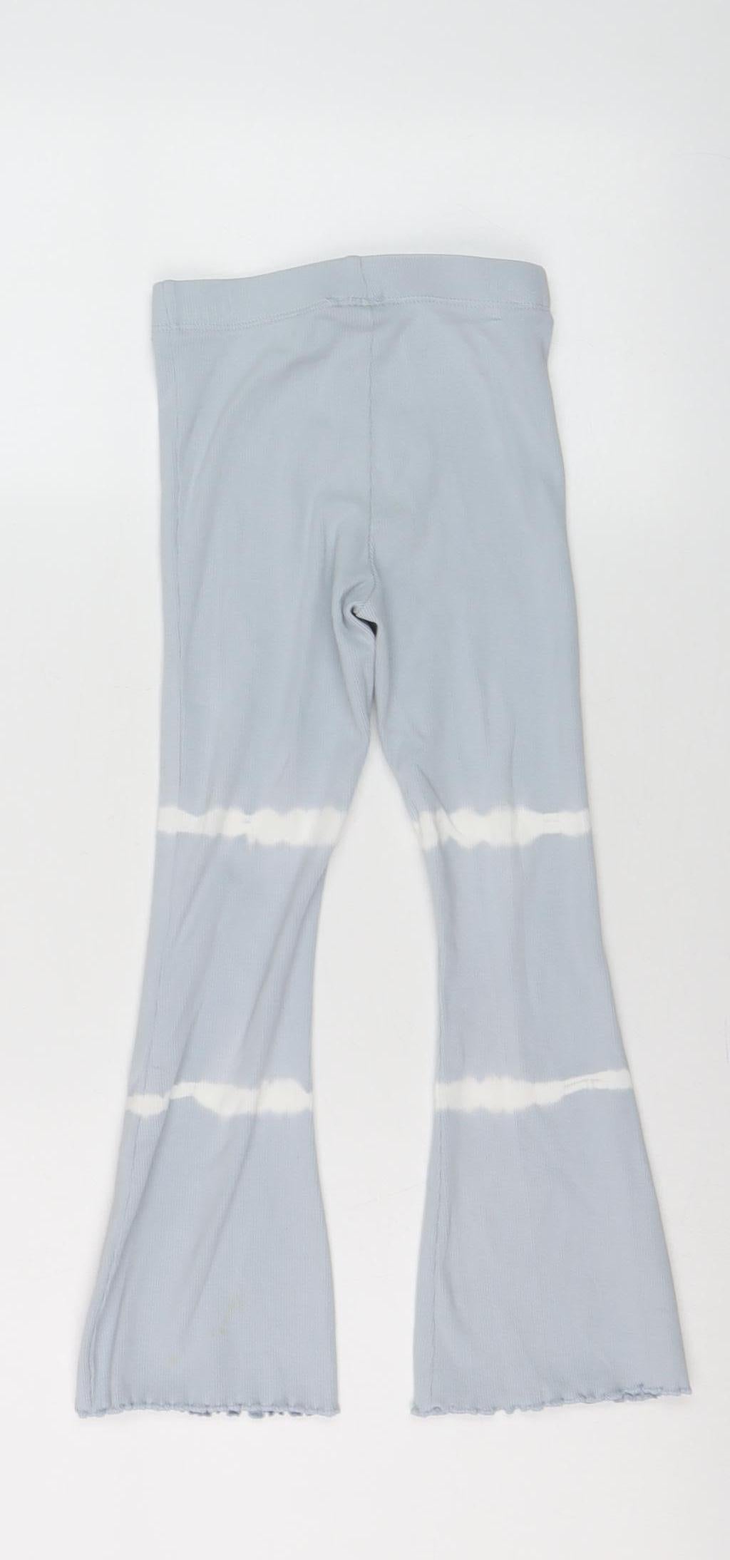 Marks and Spencer Girls Grey Tie Dye Ribbed Ankle Leggings 6 Years
