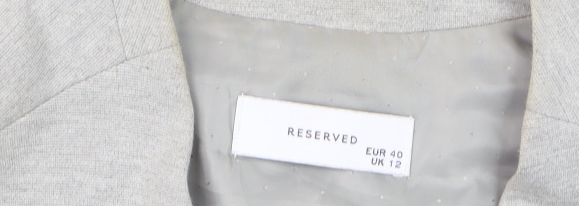 Reserved Women’s Grey Slim Fit Collarless Blazer Size 12