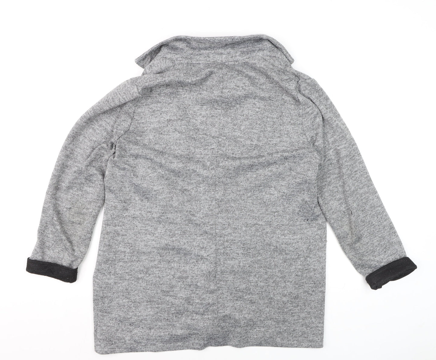 River Island Women Grey Size 12 Cotton Blend Knit Coatigan