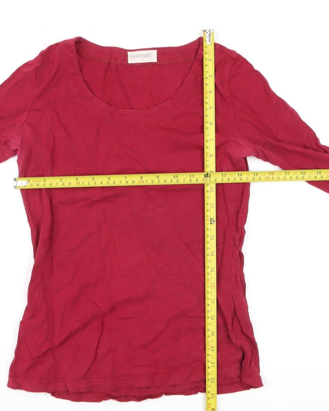Nomads Womens Red Long Sleeve Cotton Jersey T-Shirt Size 8