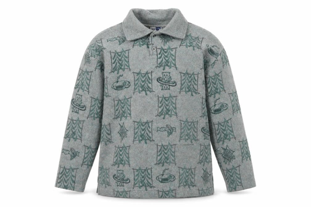 AUG Boys Grey Graphic Collared Pullover Jumper Size M - Acrylic Blend