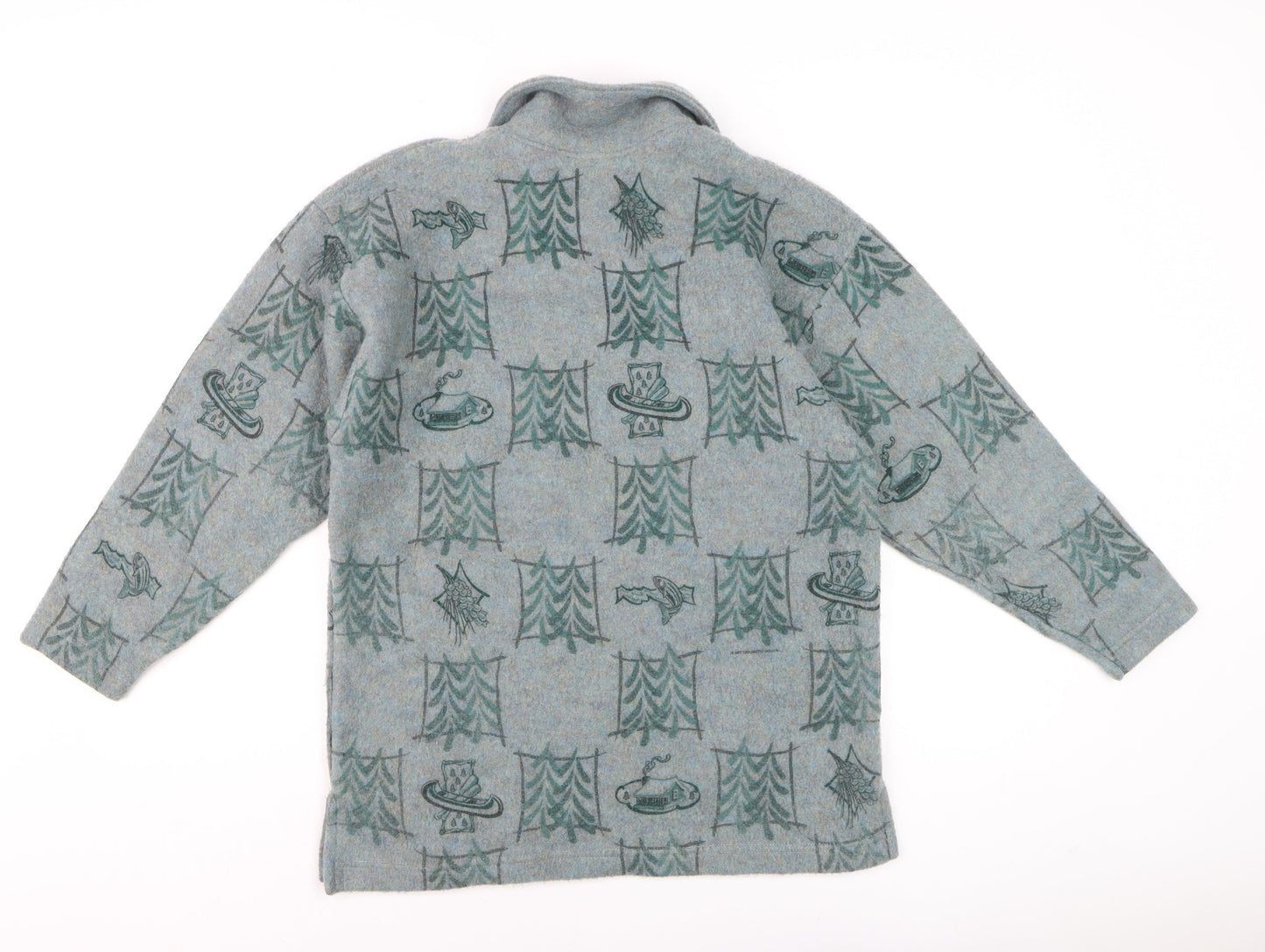 AUG Boys Grey Graphic Collared Pullover Jumper Size M - Acrylic Blend
