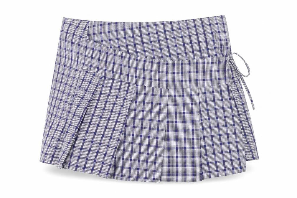 Collusion Womens Blue Check Pleated Wrap Skirt Size 10