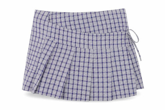 Collusion Womens Blue Check Pleated Wrap Skirt Size 10