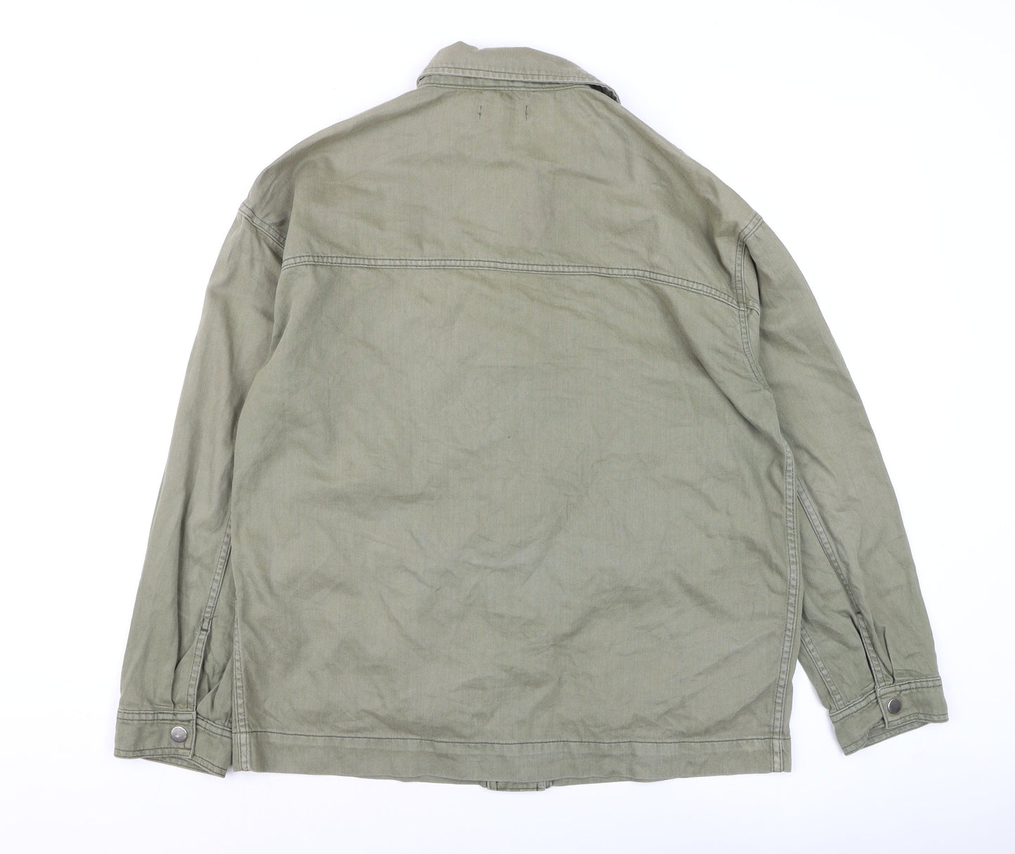 Topshop Men’s Green Military Jacket M 40in Cotton Twill Full Zip Casual