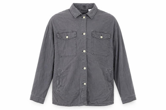 H&M Men’s Grey Cotton Button-Up Shirt Long Sleeve M Regular Fit