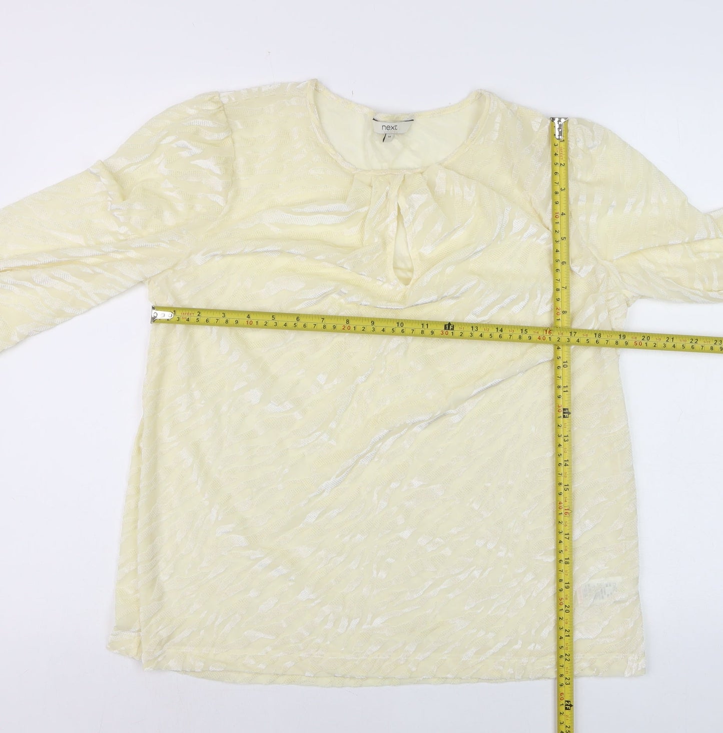 Next Women Ivory Lace Long Sleeve Tunic Blouse Size 14