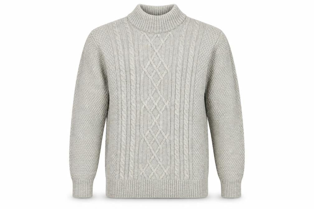 Next Men’s Beige Cable-Knit Roll Neck Jumper Size M
